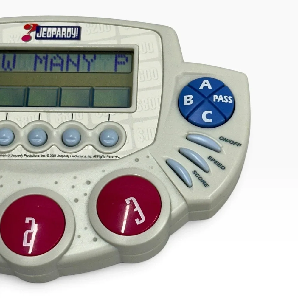 Jeopardy! Handheld Electronic Game 2005 Trivia Console Gray 3-Player 64243A